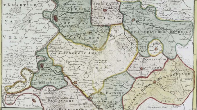 Kaart Graafschap Zutphen met heerlijkheden en bannerijen Kaart Graafschap Zutphen met heerlijkheden en bannerijen